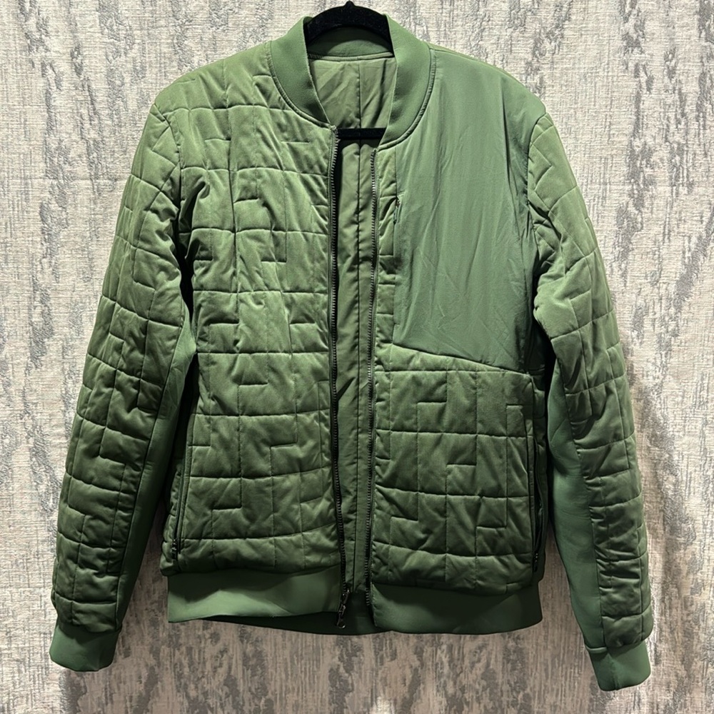 Lululemon Rival Side Bomber jacket tank green reversible large